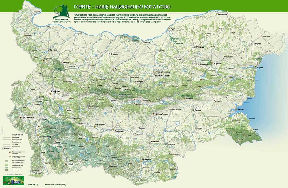 Карта на горите в България